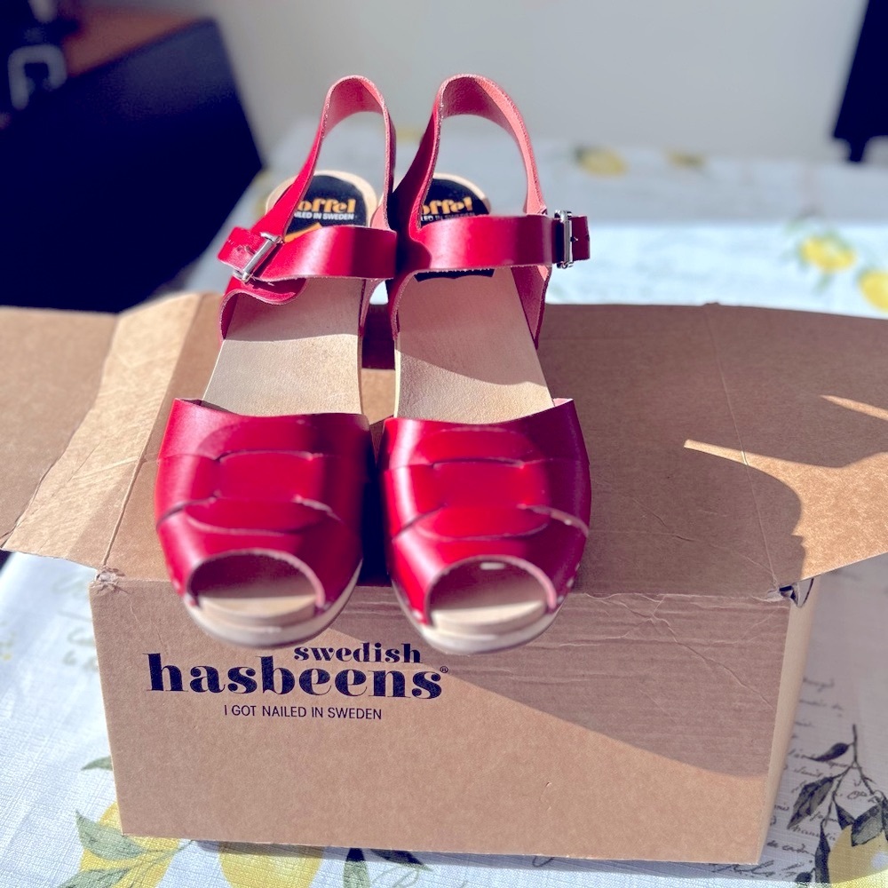 Swedish Hasbeens Red Clog Sandals